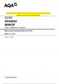2023 AQA GCSE SPANISH 8698/SF Paper 2 Speaking Foundation Mark scheme including  Guidance for Role-plays June 2023 [VERIFIED] GCSE SPANISH