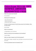 Civics Exam 2024 ND 100%  VERIFIED ANSWERS  GUARANTEED PASS