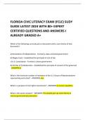 FLORIDA CIVIC LITERACY EXAM (FCLE) SUDY GUIDE LATEST 2024 WITH 80+ EXPERT CERTIFIED QUESTIONS AND ANSWERS I ALREADY GRADED A+