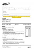 2023 AQA A-level MEDIA STUDIES 7572/1 Paper 1 Media One Question Paper & Mark scheme (Merged) June 2023 [VERIFIED]