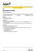 2023 AQA AS RELIGIOUS STUDIES 7061/2A Paper 2A Buddhism Question Paper & Mark scheme (Merged) June 2023 [VERIFIED]