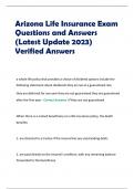 Arizona Life Insurance Exam Questions and Answers (Latest Update 2023) Verified Answers