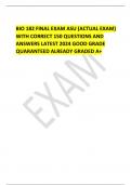 BIO 182 FINAL EXAM ASU (ACTUAL EXAM) WITH CORRECT 150 QUESTIONS AND ANSWERS LATEST 2024 GOOD GRADE QUARANTEED ALREADY GRADED A+