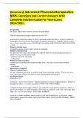 (Summary) Advanced Pharmacotherapeutics MSN, Questions and Correct Answers With Complete Solution Guide For Your Exams. 2024/2025.