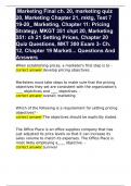  Marketing Final ch. 20, marketing quiz 20, Marketing Chapter 21, mktg, Test 7 19-20_ Marketing, Chapter 11: Pricing Strategy, MKGT 351 chpt 20, Marketing 351: ch 21 Setting Prices, Chapter 20 Quiz Questions, MKT 300 Exam 3- Ch. 12, Chapter 19 Marketi... 