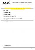 2023 AQA GCSE FRENCH 8658/SH Paper 2 Speaking Higher Tier Mark scheme including Guidance for Role-plays June 2023 [VERIFIED