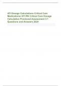 ATI Dosage Calculations Critical Care Medications/ ATI RN Critical Care Dosage Calculation Proctored Assessment 3.1 Questions and Answers 2024                                          A nurse is preparing to administer nitroprusside 7 mcg/kg/min by contin