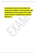 NJ BOATING CERTIFICATION PRACTICE EXAM WITH CORRECT 60 QUESTIONS AND ANSWERS (ACTUAL EXAM) LATEST 2024 GOOD SCORE IS GUARANTEED ALREADY GRADED A+