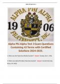 Alpha Phi Alpha Test 3 Exam Questions Containing 43 Terms with Certified Solutions 2024-2025.