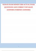 NUR 631 EXAM NEWEST 2024 ACTUAL EXAM QUESTIONS AND CORRECT DETAILED ANSWERS