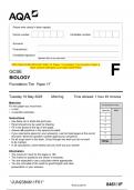 2023 AQA GCSE BIOLOGY 8461/1F Paper 1 Foundation Tier Question Paper & Mark scheme (Merged) June 2023 [VERIFIED]