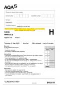 2023 AQA GCSE PHYSICS 8463/1H Paper 1 Higher Tier Question Paper & Mark scheme (Merged) June 2023 [VERIFIED]