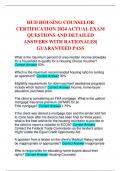 HUD HOUSING COUNSELOR CERTIFICATION 2024 ACTUAL EXAM QUESTIONS AND DETAILED ANSWERS WITH RATIONALES| GUARANTEED PASS