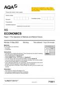 2023 AQA AS ECONOMICS 7135/1 Paper 1  The Operation of Markets and Market Failure  Question Paper & Mark scheme (Merged) June  2023 [VERIFIED]