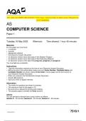 2023 AQA AS COMPUTER SCIENCE 7516/1 Paper 1 Question Paper & Mark scheme (Merged) June  2023 [VERIFIED]