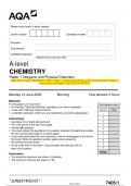 2023 AQA A-level CHEMISTRY 7405/1 Paper 1 Inorganic and Physical Chemistry Question Paper &  Mark scheme (Merged) June 2023 [VERIFIED]