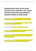 MASSACHUSETTS REAL ESTATE EXAM (ACTUAL) LATEST 2024 WITH 130+ EXPERT CERTIFIED QUESTIONS AND ANSWERS I ALREADY GRADED A+ BRAND NEW! 