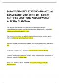 MILADY ESTHETICS STATE BOARD (ACTUAL EXAM) LATEST 2024 WITH 150+ EXPERT CERTIFIED QUESTIONS AND ANSWERS I ALREADY GRADED A+ 