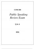 COM 200 PUBLIC SPEAKING COMPLETED EXAM Q & A 2024 HONDROS.