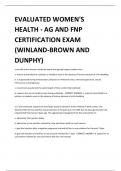 EVALUATED WOMEN'S  HEALTH - AG AND FNP  CERTIFICATION EXAM  (WINLAND-BROWN AND  DUNPHY)