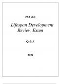 PSY 205 LIFESPAN DEVELOPMENT REVIEW EXAM Q & A 2024 HONDROS.