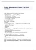 Event Management Exam 1 verified solution 