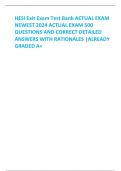 HESI Exit Exam Test Bank ACTUAL EXAM  NEWEST 2024 ACTUAL EXAM 500  QUESTIONS AND CORRECT DETAILED  ANSWERS WITH RATIONALES |ALREADY  GRADED A+