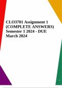 CLO3701 Assignment 1 (COMPLETE ANSWERS) Semester 1 2024 - DUE March 2024