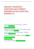 HESI EXIT 1EXAM WITH  QUESTIONS AND CORRECT  ANSWERS ACTUAL EXAM 100%  [GRADED A+]