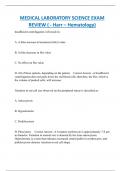 MEDICAL LABORATORY SCIENCE EXAM  REVIEW ( - Harr – Hematology)