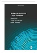 Test Bank For American Law and Legal Systems, 7th Edition By James V Calvi