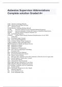 Asbestos Supervisor Abbreviations Complete solution Graded A+