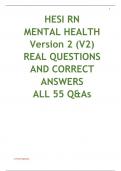 HESI RN MENTAL HEALTH Version 2 (V2) REAL QUESTIONS AND CORRECT ANSWERS ALL 55 Q&As 