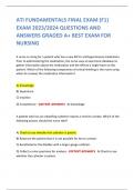 ATI FUNDAMENTALS FINAL EXAM (F1) EXAM 20232024 QUESTIONS AND ANSWERS GRADED A+ BEST EXAM FOR NURSING