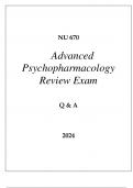 NU 670 ADVANCED PSYCHOPHARMACOLOGY REVIEW EXAM Q & A 2024 HERZING.