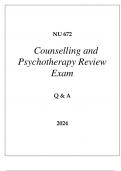 NU 672 COUNSELLING AND PSYCHOTHERAPY REVIEW EXAM Q & A 2024 HERZING