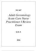 NU 667 ADULT GERONTOLOGY ACUTE CARE NURSE PRACTITIONER I REVIEW EXAM Q & A 2024