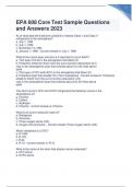 EPA 608 Core Test Sample Questions and Answers 2023-2024 Graded A+