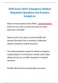 EMD Exam 2024| Emergency Medical Dispatcher Questions and Answers Graded A+