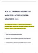 NUR 301 EXAM QUESTIONS AND  ANSWERS LATEST UPDATED  SOLUTIONS 2024