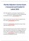 Florida Adjusters License Exam | Answered and Graded A+ Latest 2024