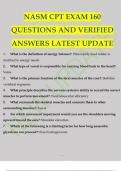 NASM CPT EXAM 160 QUESTIONS AND VERIFIED ANSWERS LATEST UPDATE