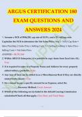 ARGUS CERTIFICATION EXAM 180 QUESTIONS AND ANSWERS 2024. ARGUS CERTIFICATION EXAM