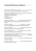 Industrial Maintenance Midterm communication - ANSWER-Clear and concise ________________ is the key to effective customer service during maintenance and troubleshooting. extremely costly - ANSWER-In an Industrial facility, downtime due to equipment mainte