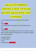 ARGUS ENTERPRISE  CERTIFICATION 170 EXAM  REVIEW QUESTIONS AND  ANSWERS