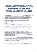 EDF 6226 FINAL EXAM NEWEST 2024 / EDF 6226 BEHAVIORAL ASSESSMENT IN APPLIED BEHAVIOR ANALYSIS FINAL EXAM COMPLETE 100 QUESTIONS AND CORRECT DETAILED ANSWERS|ALREADY GRADED A