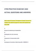 CTRS PRACTICE EXAM 2021-2022 ACTUAL QUESTIONS AND ANSWERS 