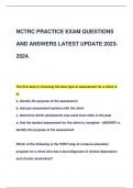 NCTRC PRACTICE EXAM QUESTIONS  AND ANSWERS LATEST UPDATE 2023- 2024.