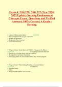 Exam 4: NSG122/ NSG 122 (New 2024/ 2025 Update) Nursing Fundamental Concepts Exam | Questions and Verified Answers| 100% Correct| A Grade - Herzing