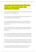 Persuasive Advertising and PR Study Guide for Upcoming Exams with Questions & Answers